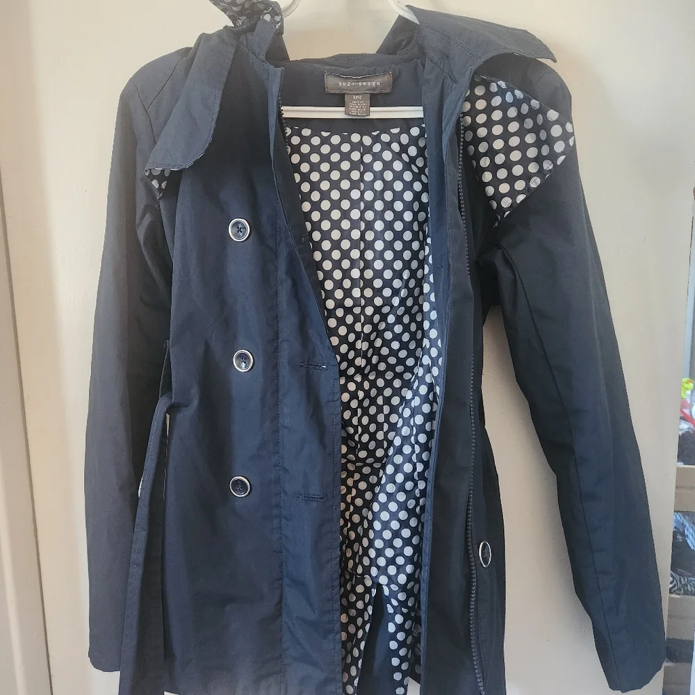 Suzy Shier Dark Blue Trench Coat - Picture 3 of 3